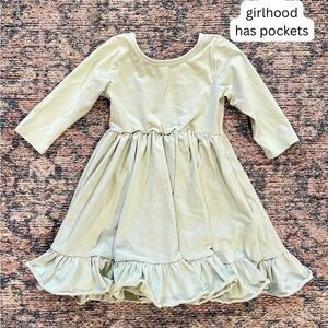 Sage Green Twirl Dress with Pockets